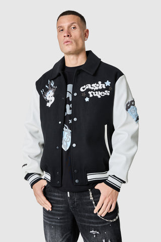 Cash Rules Varsity Jacket - Black