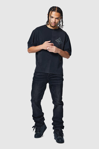 Stacked Jean - Black Stone Wash